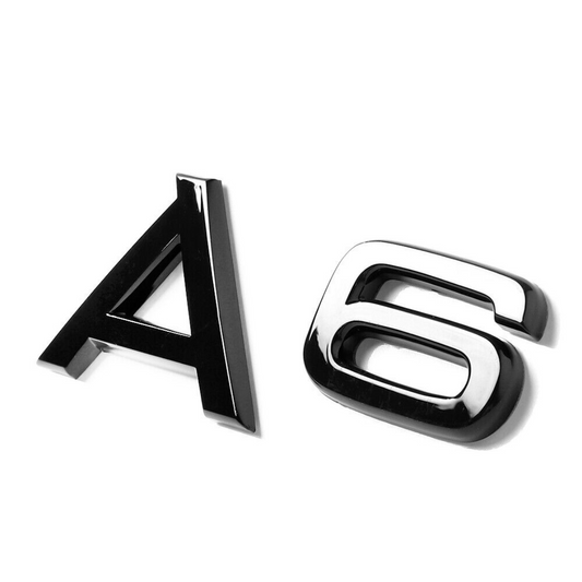 "A6" Gloss Black Raised Letter Emblem For Rear Trunk Lid Fits Audi