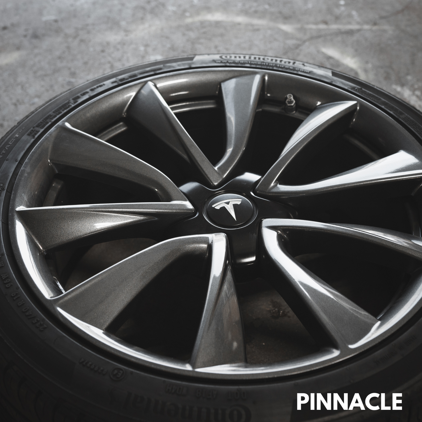 2017-2021 Tesla Model 3 Sport Wheels 19" 8.5J+40 (5x114.3) Gunmetal Gray Powder Coat With Continental Tires