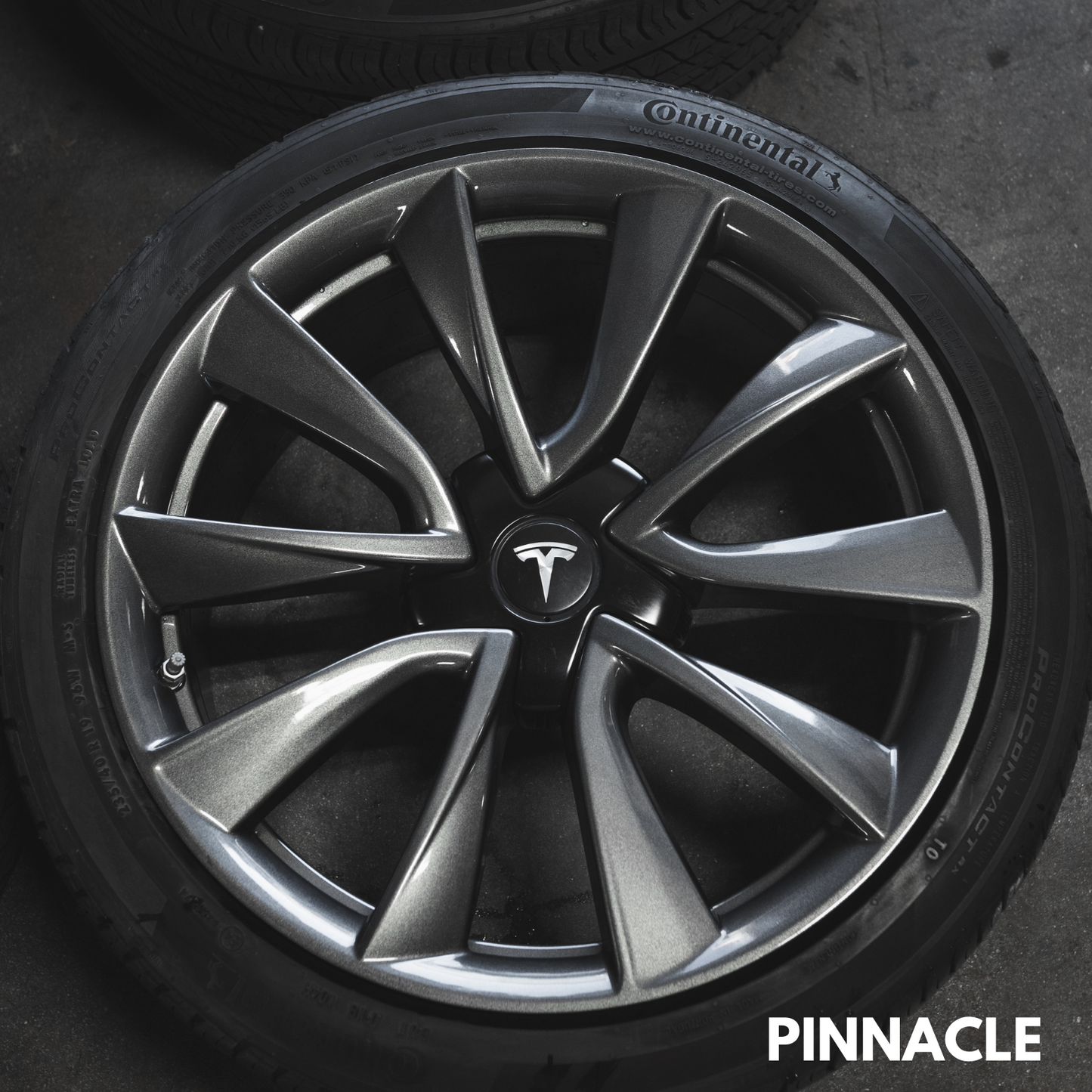 2017-2021 Tesla Model 3 Sport Wheels 19" 8.5J+40 (5x114.3) Gunmetal Gray Powder Coat With Continental Tires