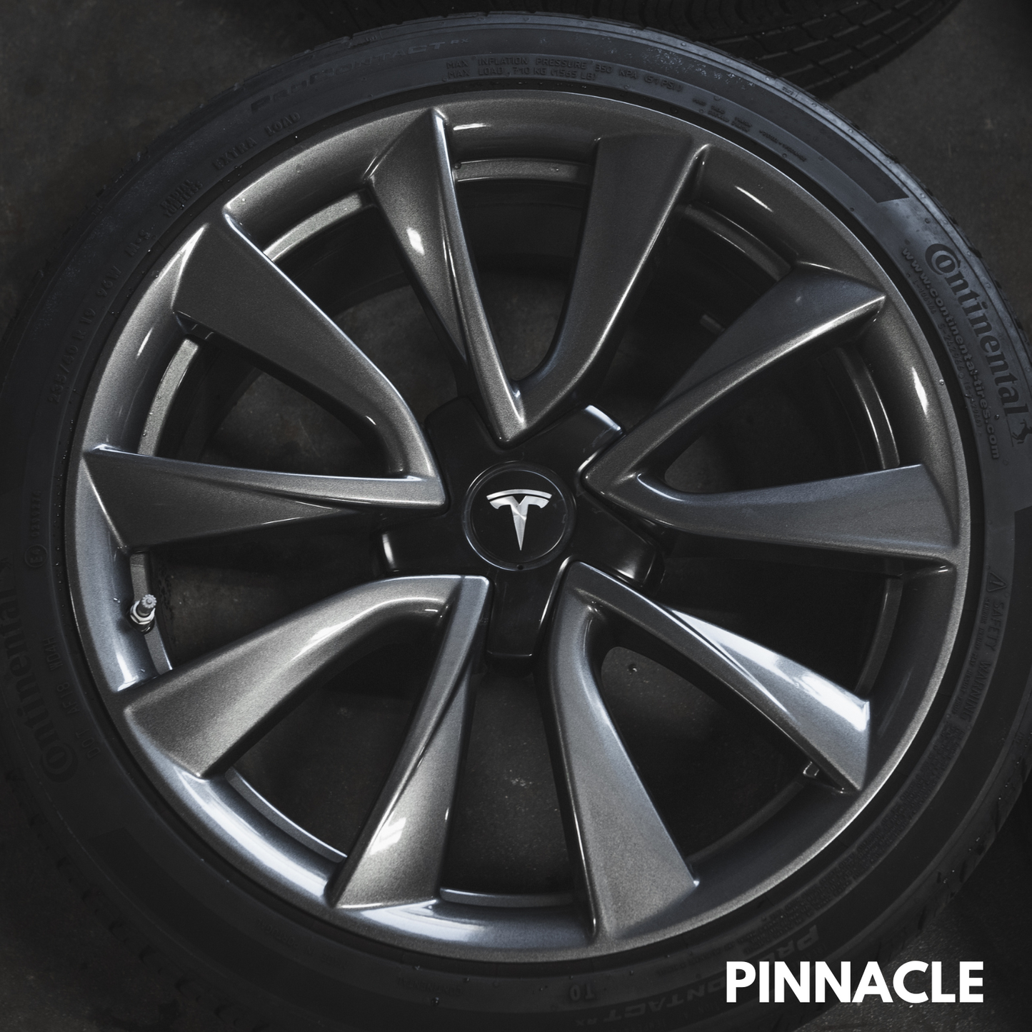 2017-2021 Tesla Model 3 Sport Wheels 19" 8.5J+40 (5x114.3) Gunmetal Gray Powder Coat With Continental Tires