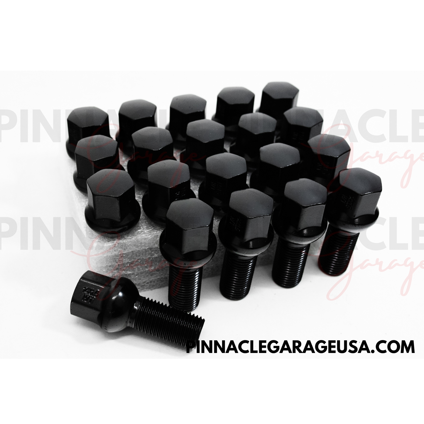 20pcs Black M14x1.5 Ball Seat Wheel Lug Bolts 28mm Shank For Mercedes Benz Wheels
