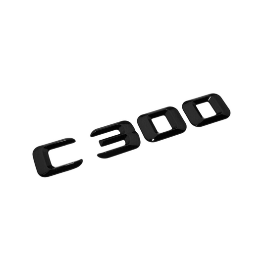 "C300" Gloss Black Raised Letter Emblem For Rear Trunk Lid Fits Mercedes C Class