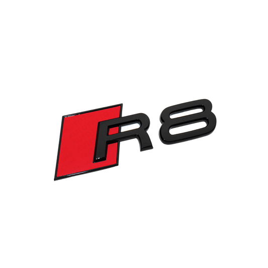"R8" Gloss Black Raised Letter Emblem For Rear Trunk Lid Fits Audi
