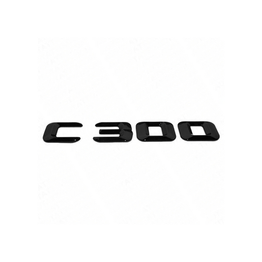 "C300" Gloss Black Raised Letter Emblem For Rear Trunk Lid Fits Mercedes C Class