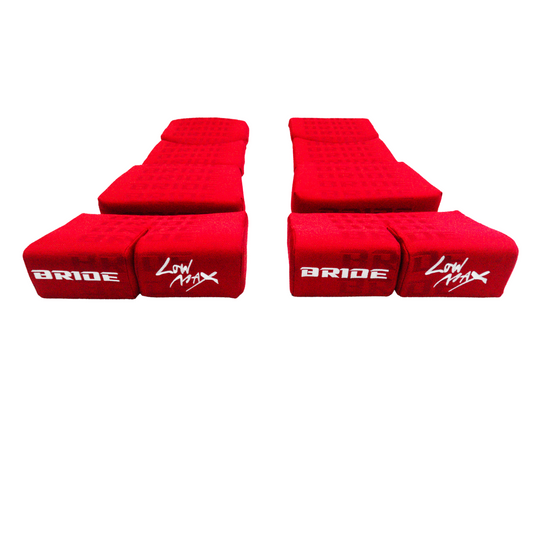 BRIDE Replacement Recliner Sea Cushion Pads – Red LOW MAX Gradation Logo (3-Piece Set)