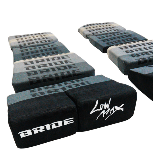 BRIDE Replacement Recliner Sea Cushion Pads – Gray LOW MAX Gradation Logo (3-Piece Set)