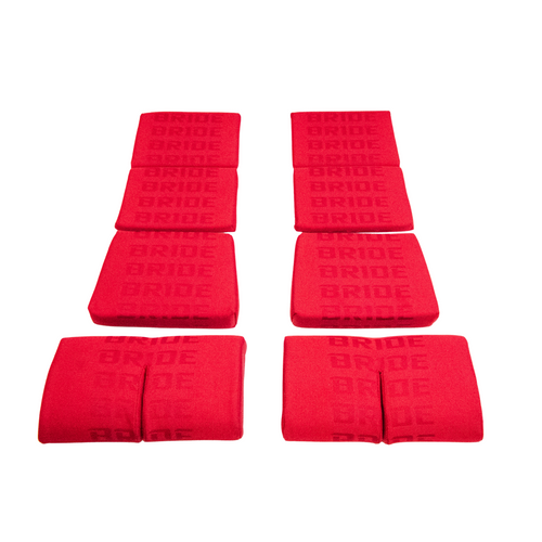 BRIDE Replacement Non-Recliner Fixed Back Seat Cushion Pads – Red Gradation Logo (3-Piece Set)