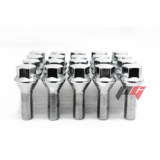 20pcs Chrome M12x1.25 Cone Seat Wheel Lug Bolts For Dart, Compass, Renegade, Cherokee