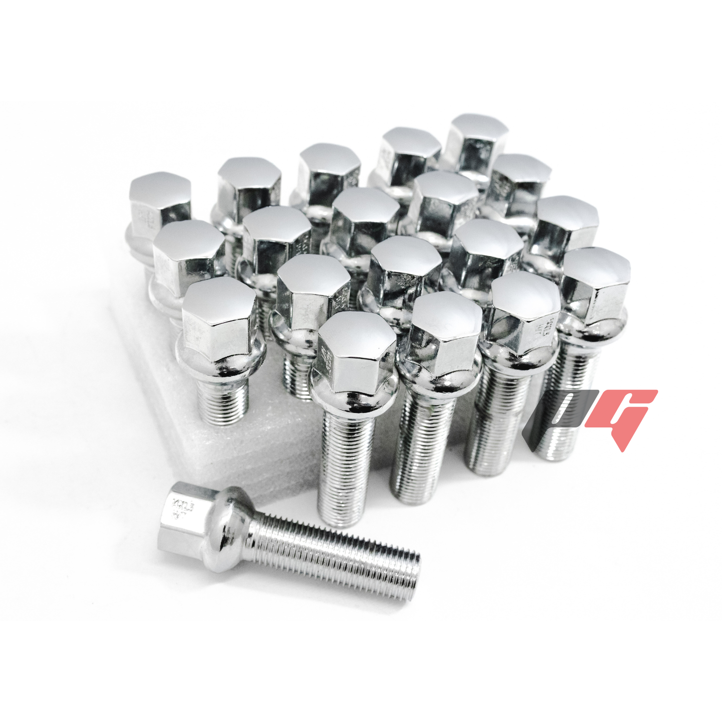 20pcs Chrome M14x1.5 Ball Seat Wheel Lug Bolts 45mm Shank For Mercedes Benz Wheels
