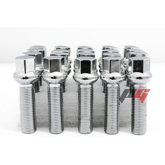 20pcs Chrome M14x1.5 Ball Seat Wheel Lug Bolts 45mm Shank For Mercedes Benz Wheels