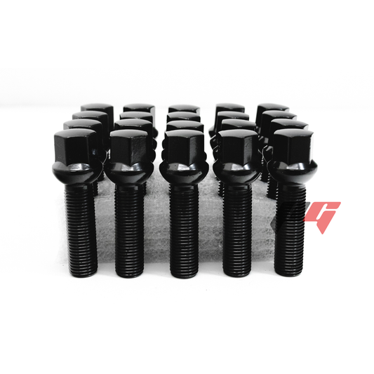 20pcs Black M14x1.5 Ball Seat Wheel Lug Bolts 45mm Shank For Mercedes Benz Wheels