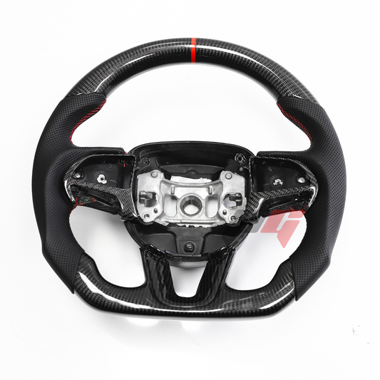 FOR 2015-2024 DODGE CHALLENGER/ CHARGER CARBON FIBER & LEATHER STEERING WHEEL