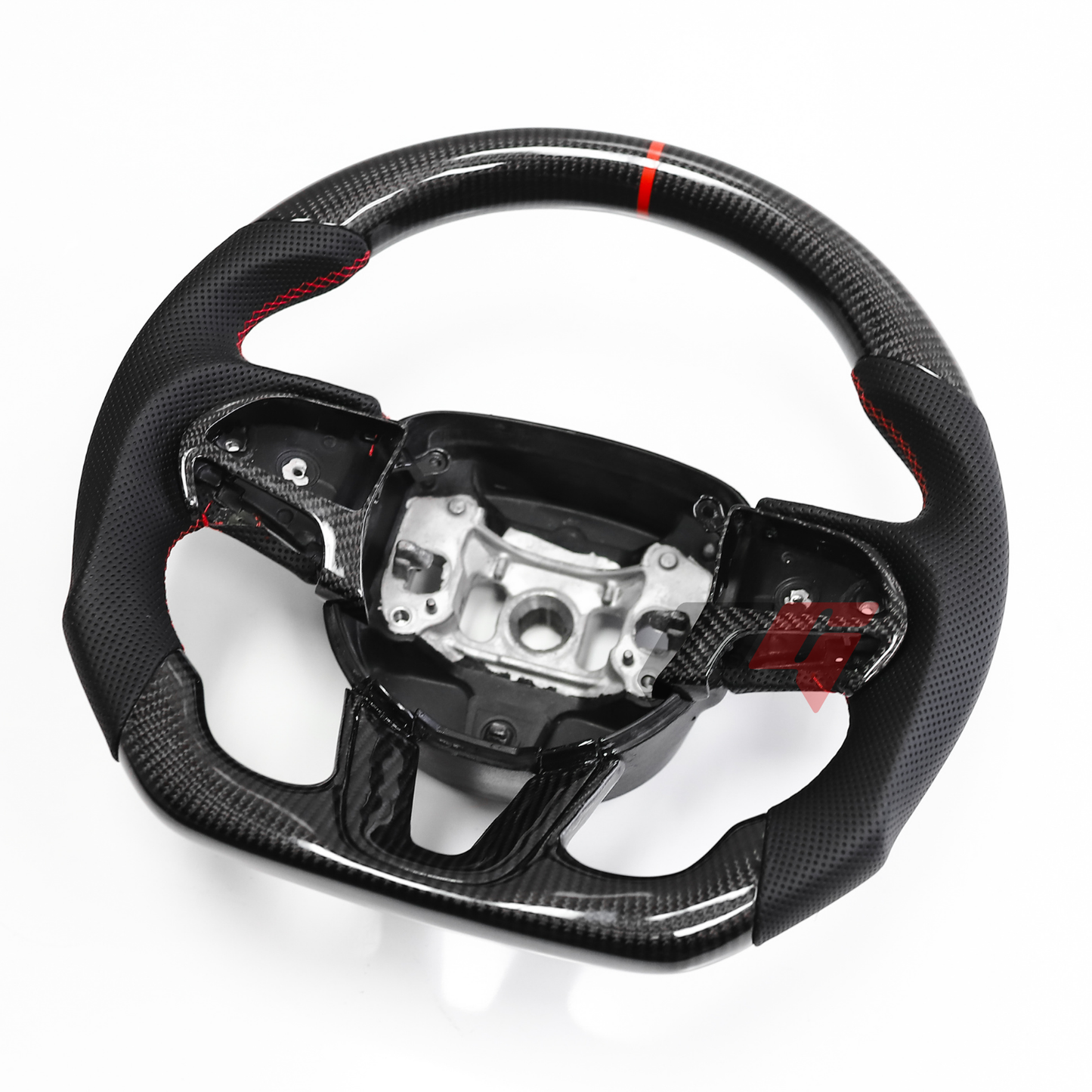 FOR 2015-2024 DODGE CHALLENGER/ CHARGER CARBON FIBER & LEATHER STEERING WHEEL