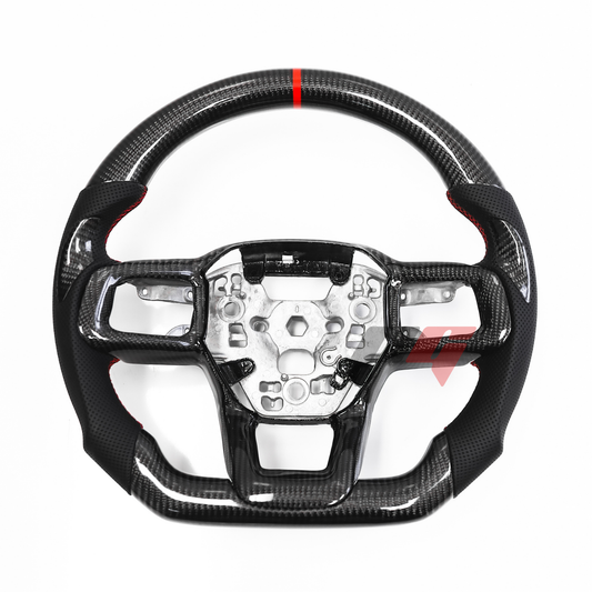 FOR 2024+ FORD MUSTANG CARBON FIBER & LEATHER STEERING WHEEL