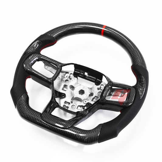 FOR 2024+ FORD MUSTANG CARBON FIBER & LEATHER STEERING WHEEL