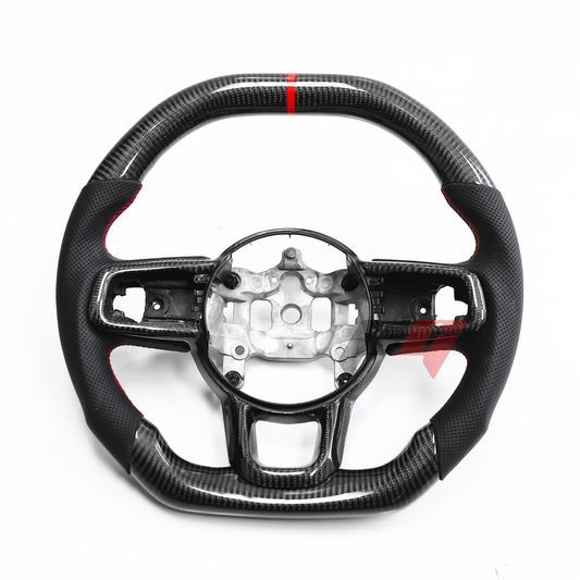 FOR 2018-2023 JEEP WRANGLER JL GLADIATOR CARBON FIBER & LEATHER STEERING WHEEL