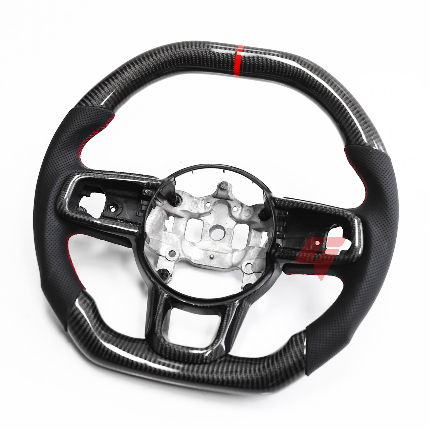 FOR 2018-2023 JEEP WRANGLER JL GLADIATOR CARBON FIBER & LEATHER STEERING WHEEL