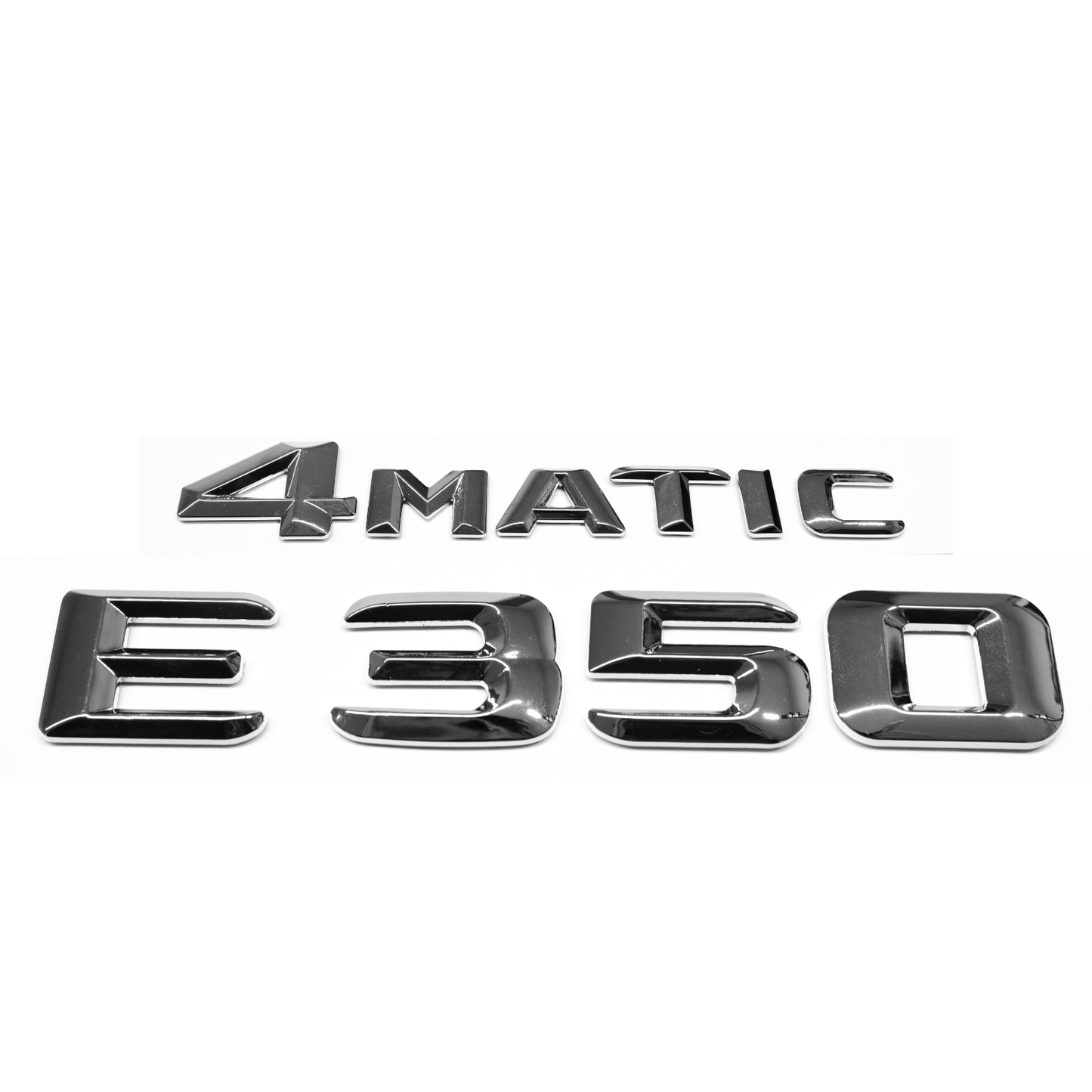 "E350" + "4MATIC" Chrome Raised Letter Emblem For Rear Trunk Lid Fits Mercedes E Class