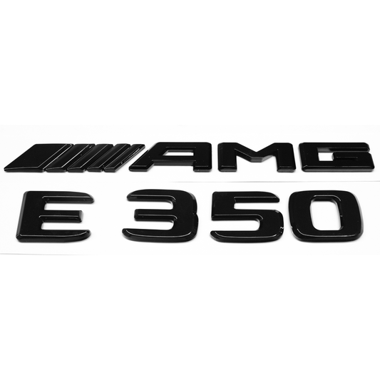 "E350" + "4MATIC" + "AMG" Gloss Black Raised Letter Emblem For Rear Trunk Lid Fits Mercedes E Class