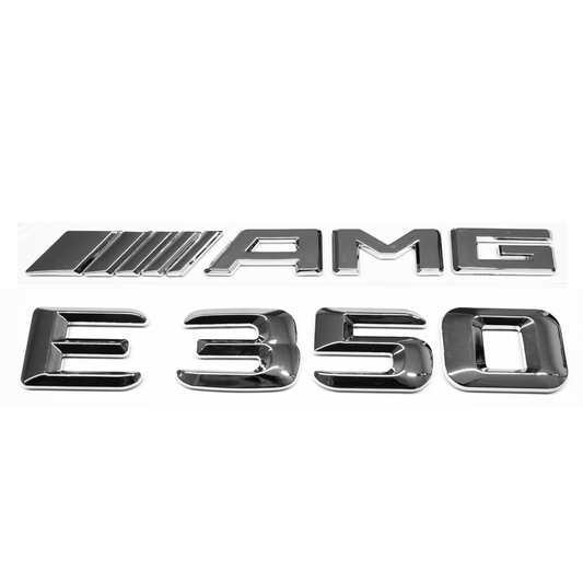 "E350" + "4MATIC" + "AMG" Chrome Raised Letter Emblem For Rear Trunk Lid Fits Mercedes E Class