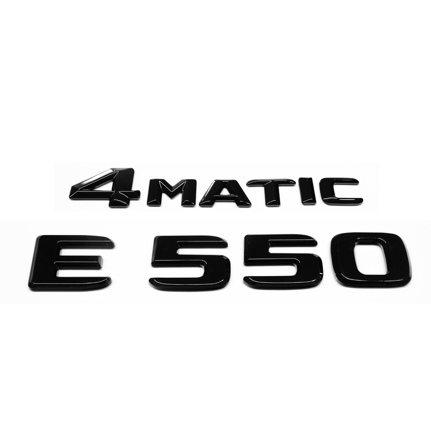 "E550" + "4MATIC" Gloss Black Raised Letter Emblem For Rear Trunk Lid Fits Mercedes E Class