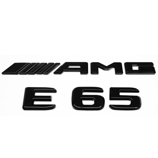 "E65" + "4MATIC" + "AMG" Gloss Black Raised Letter Emblem For Rear Trunk Lid Fits Mercedes E Class