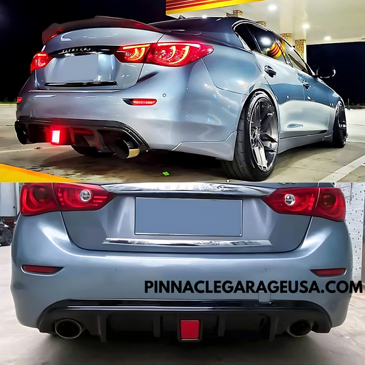 2014-2017 Infiniti Q50 Rear Bumper Diffuser Splitter w/ 3rd Brake Light