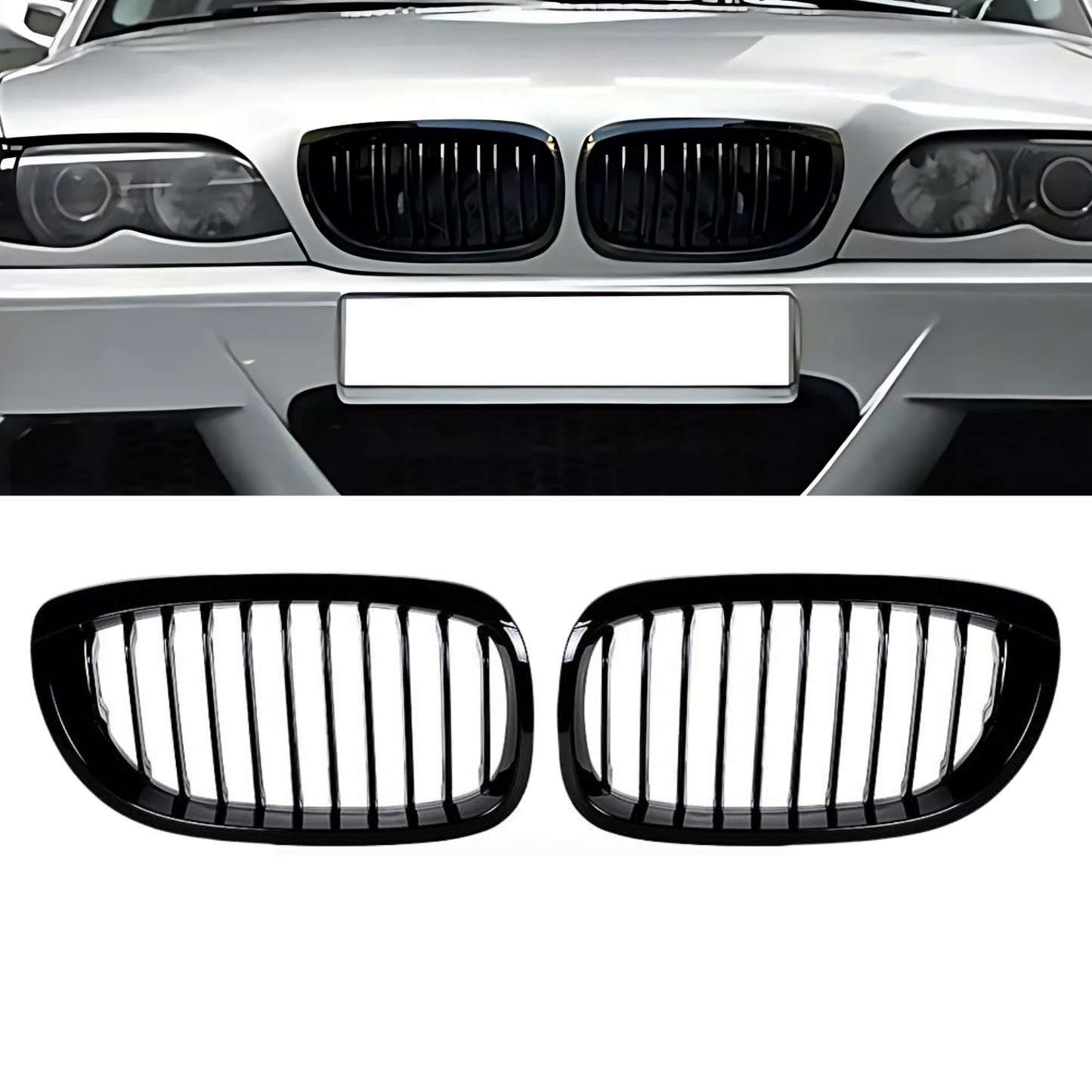 2002-2006 BMW 3 Series E46 Dual Slat Front Kidney Grilles