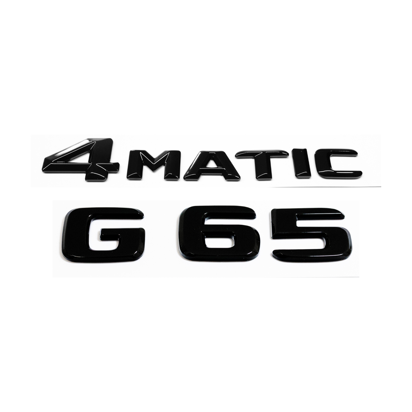 "G65" + "4MATIC" Gloss Black Raised Letter Emblem For Rear Trunk Lid Fits Mercedes G Class