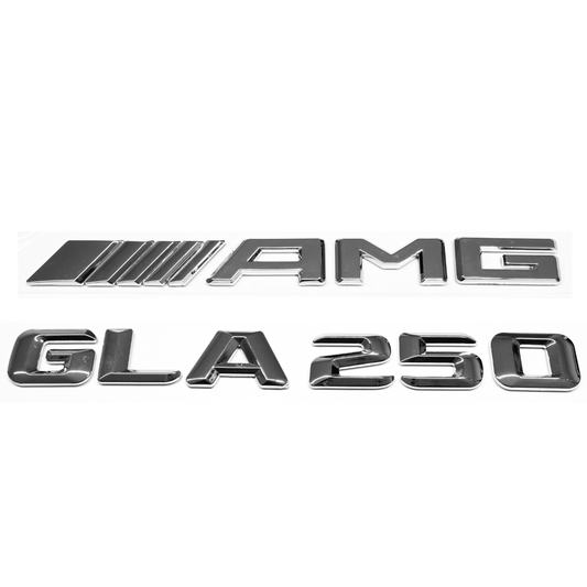 "GLA250" + "4MATIC" + "AMG" Chrome Raised Letter Emblem For Rear Trunk Lid Fits Mercedes GLA