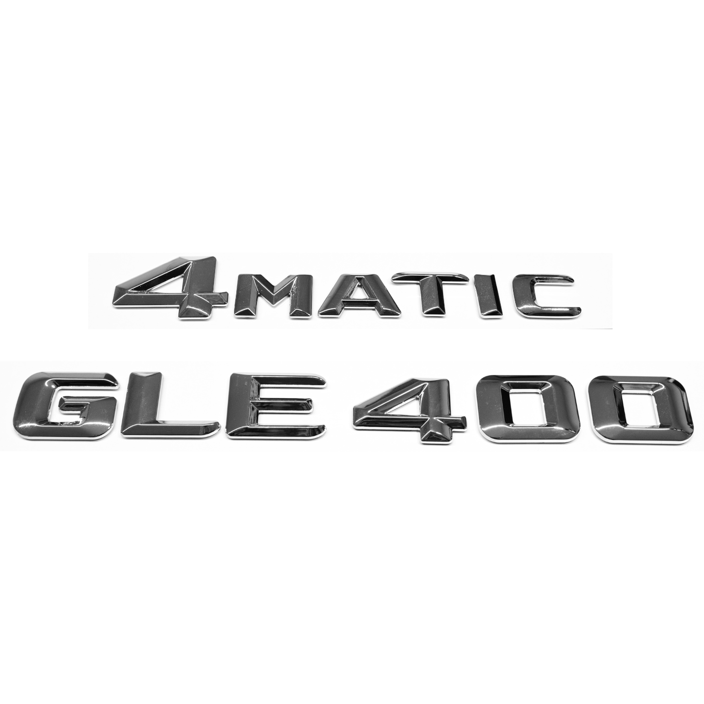 "GLE400" + "4MATIC" Chrome Raised Letter Emblem For Rear Trunk Lid Fits Mercedes GLE