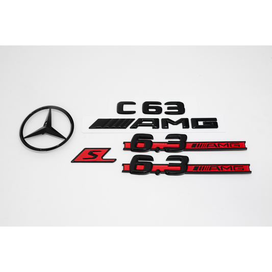 Mercedes-Benz W204 C63 AMG Gloss Black Emblem Pack