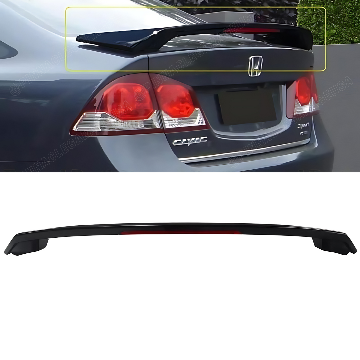 2006-2011 Honda Civic Sedan Factory OE Style Rear Trunk Spoiler w/ 3rd Brake Light