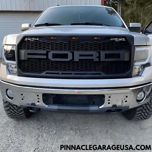 2009-2014 Ford F-150 Front Bumper Raptor Style Grille Black Bumper Mesh W/LED