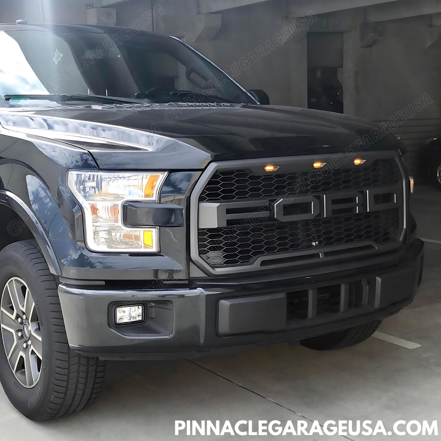 2015-2017 Ford F-150 Front Bumper Raptor Style Grille Black Bumper Mesh W/LED