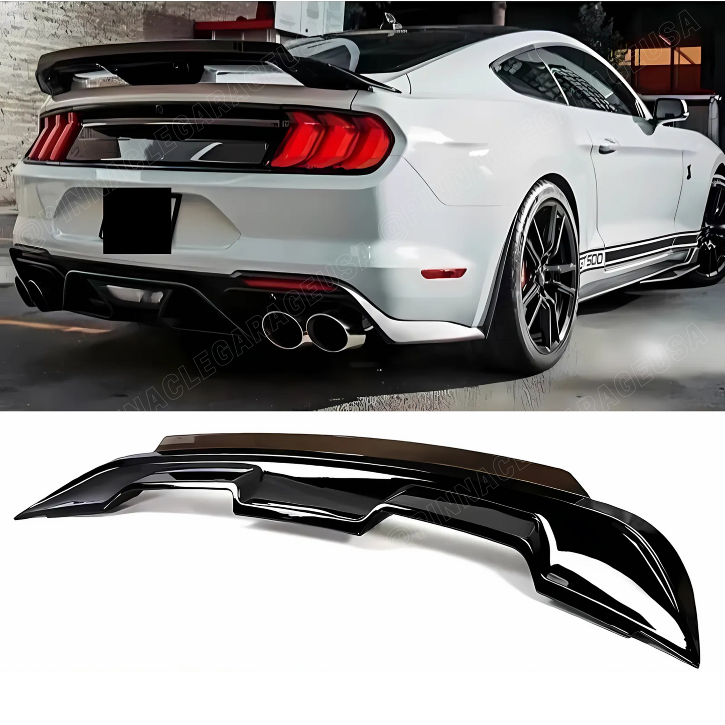 2015-2023 Ford Mustang GT500 Style Spoiler W/ Smoke Gurney Flap Wicker Bill