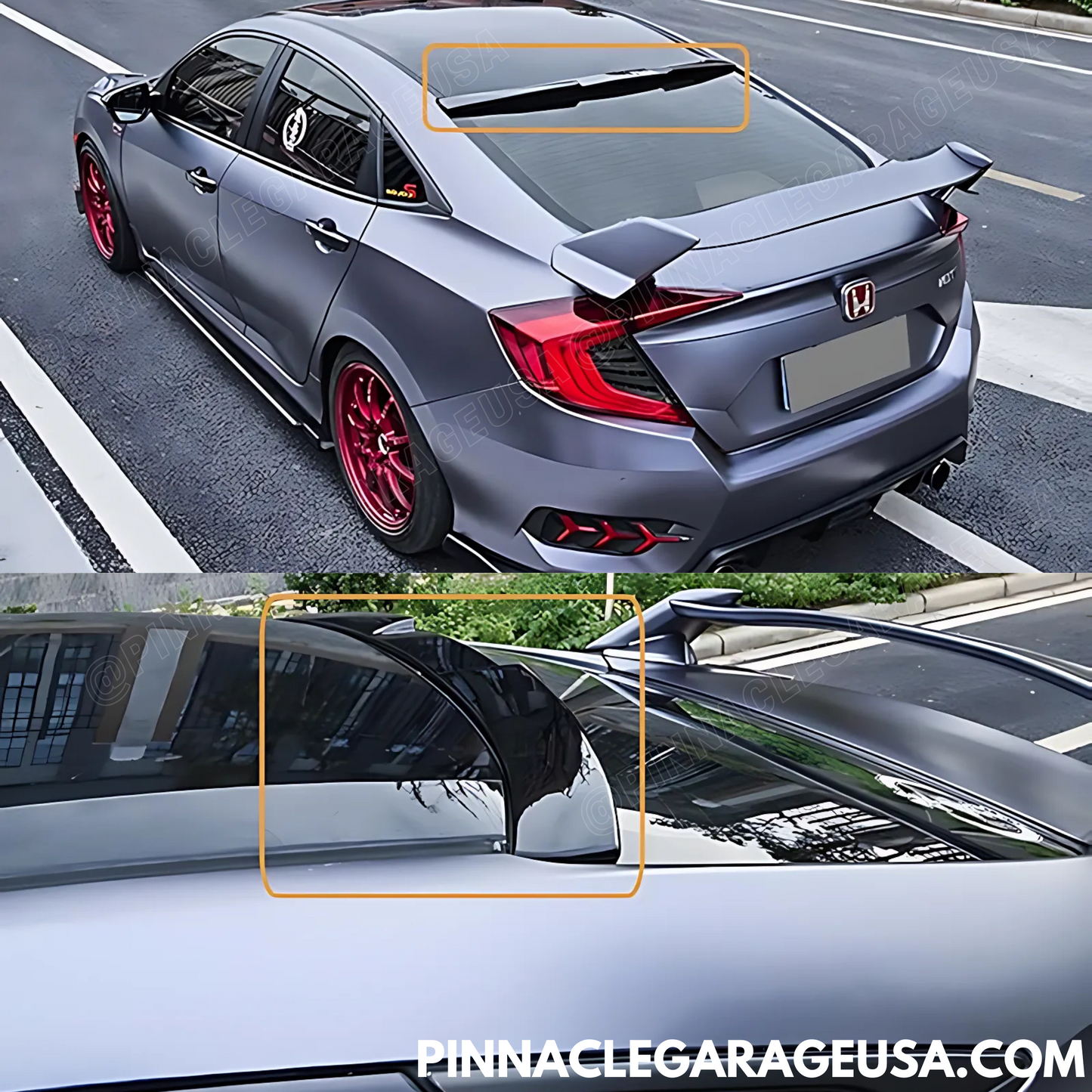 2016-2020 Honda Civic 10th Gen Rear Window RS Style Roof Spoiler