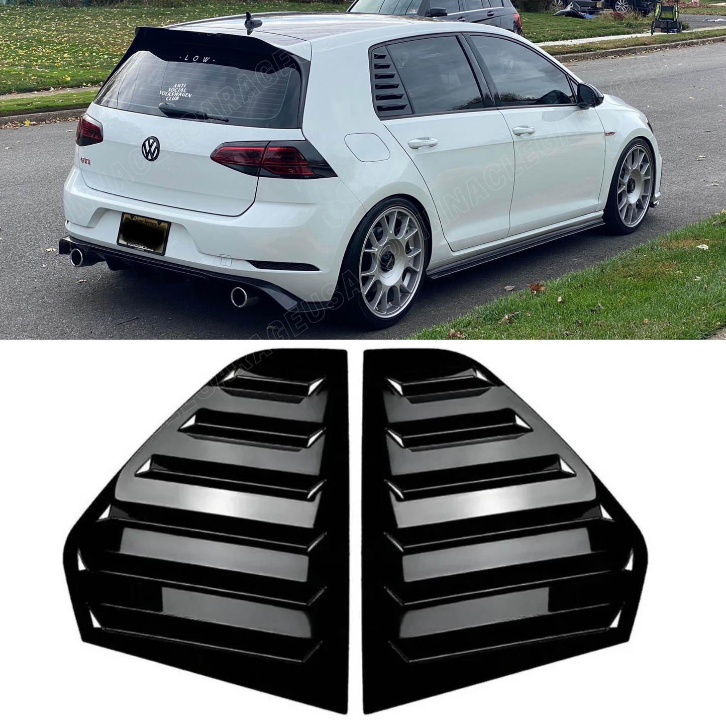 2014-2019 Volkswagen Golf MK7 GTI R Rear Quarter Glass Window Louvers