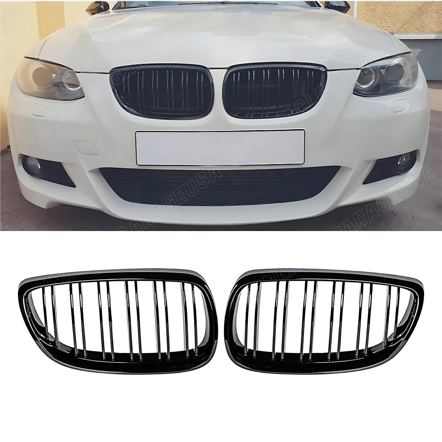 2007-2009 BMW 3 Series E92 Dual Slat Front Kidney Grilles