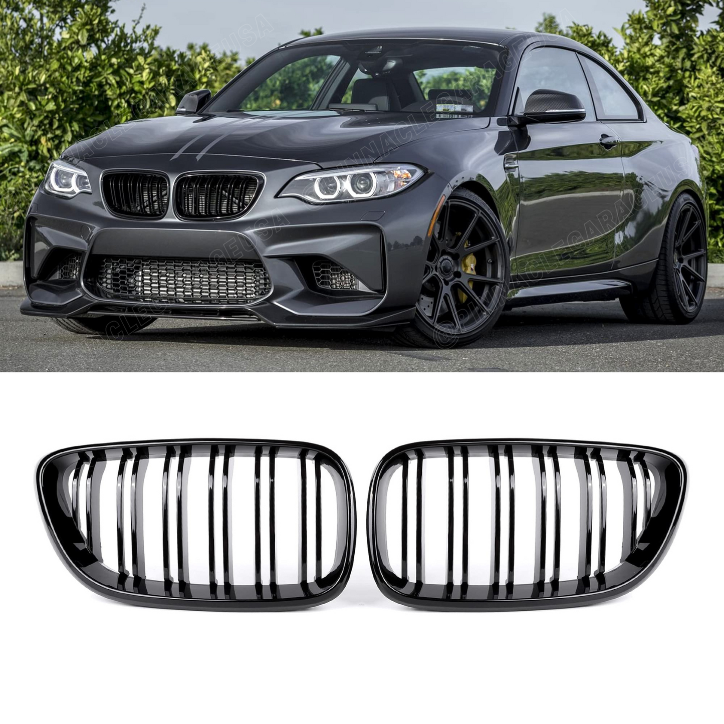 2014-2021 BMW F22 2 Series/ F87 M2 Dual Slat Front Kidney Grilles