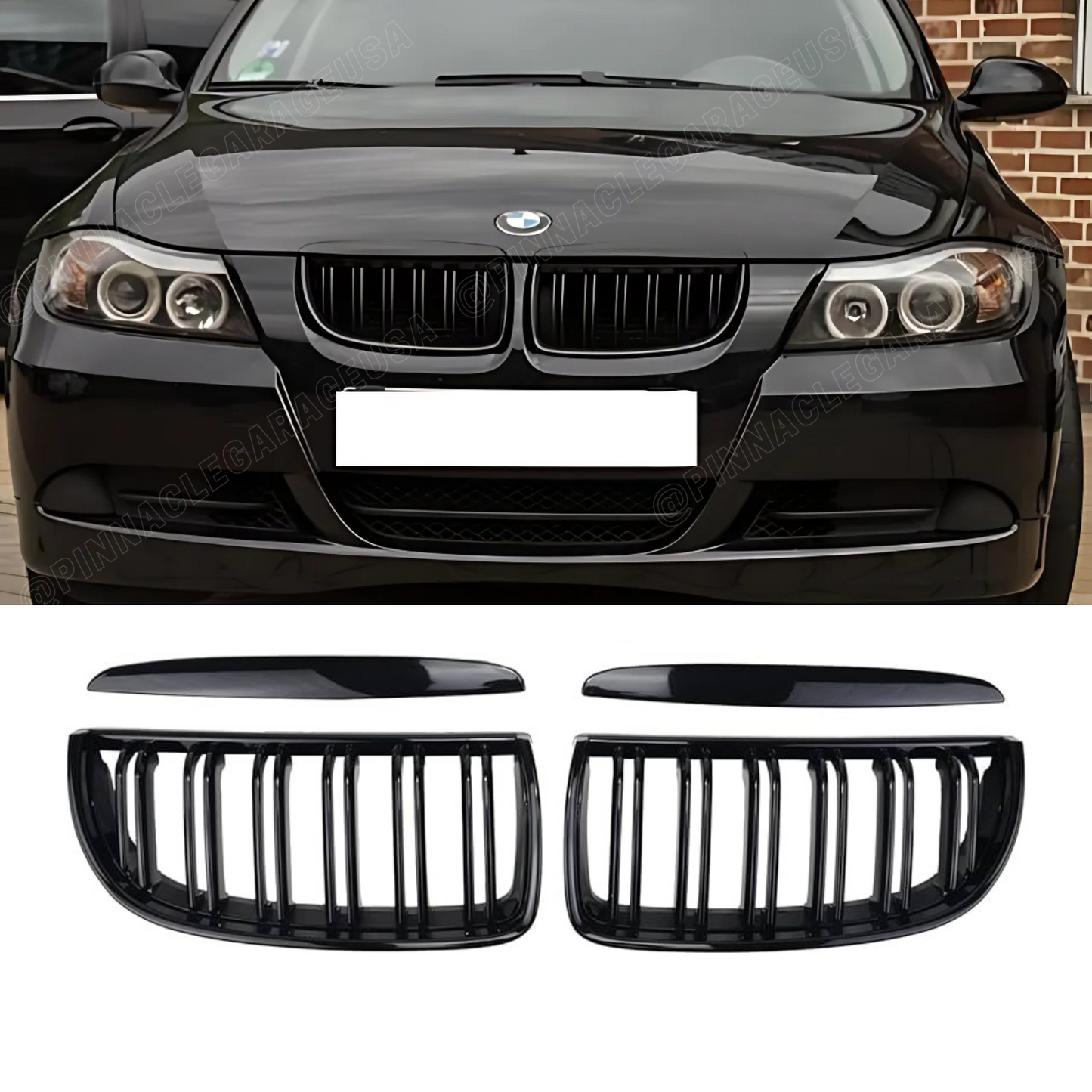 2006-2008 BMW 3 Series Sedan E90 Dual Slat Front Kidney Grilles