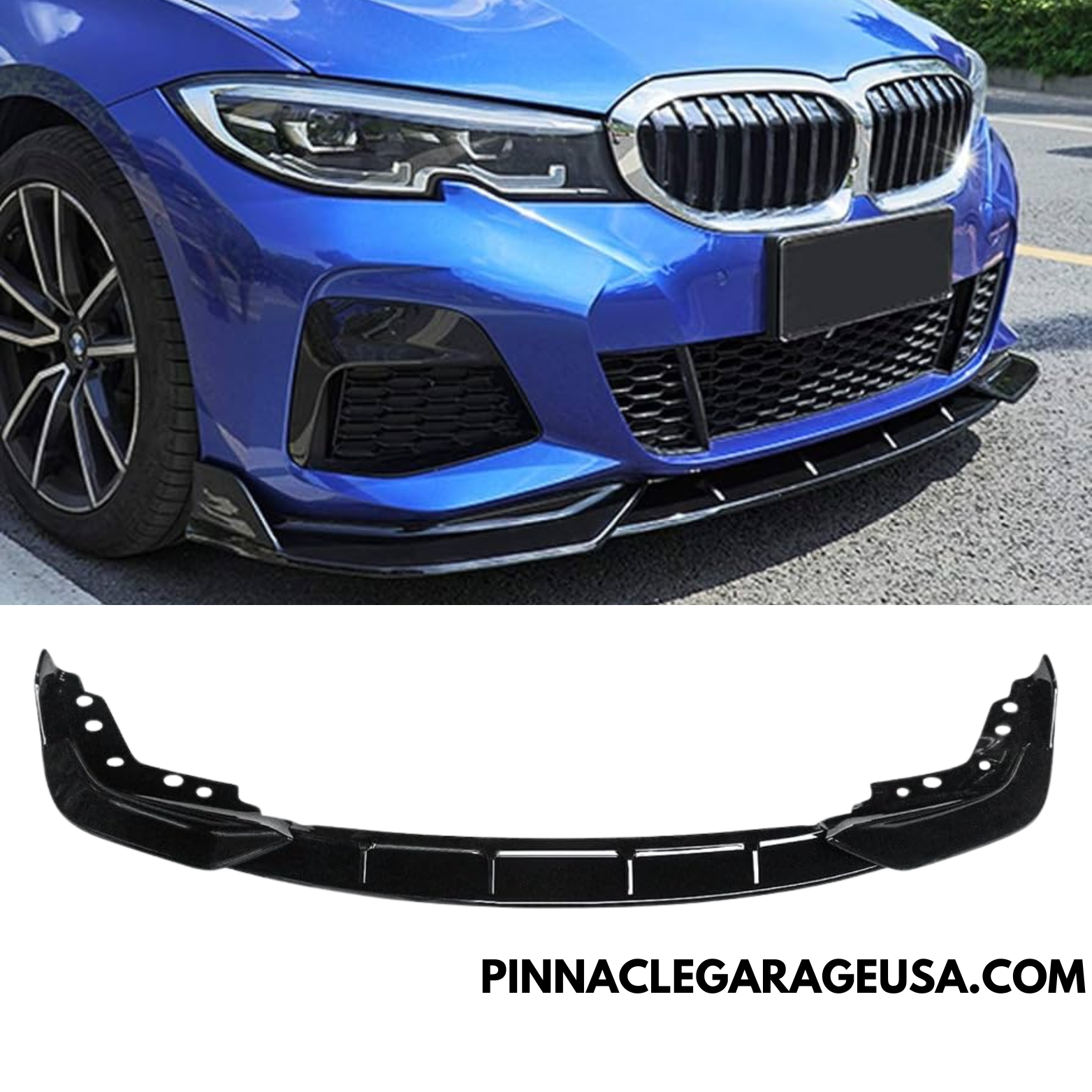 thumbnail image 2 of Gloss Black Front Bumper Lip Splitter Kit For BMW G20 330i M340i M Sport 2019-2021 2 of 5