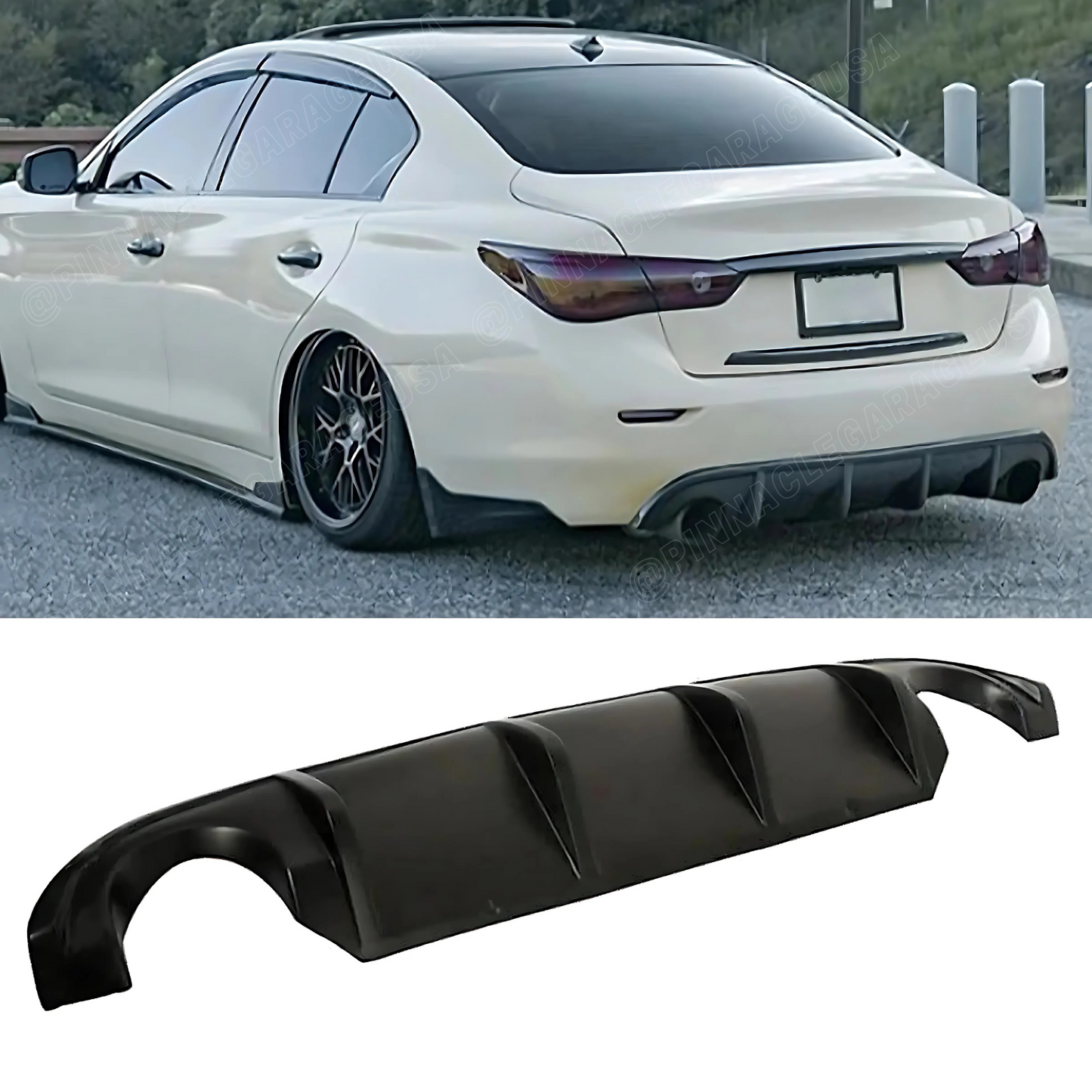 2014-2017 Infiniti Q50 Matte Black Rear Bumper Diffuser