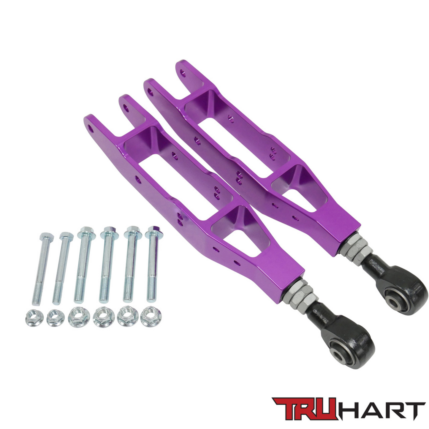 TruHart Rear Lower Control Arms (Adjustable), Anodized Purple for 09-20 Subaru Legacy/ Outback/ 08-23 Forester (TH-S108-PU)