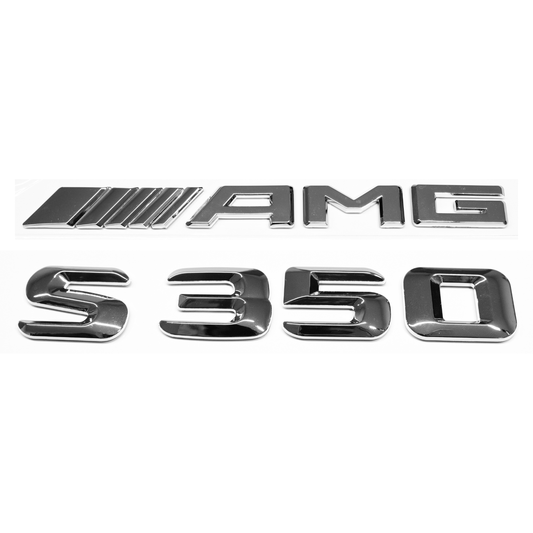"S350" + "4MATIC" + "AMG" Chrome Raised Letter Emblem For Rear Trunk Lid Fits Mercedes S Class