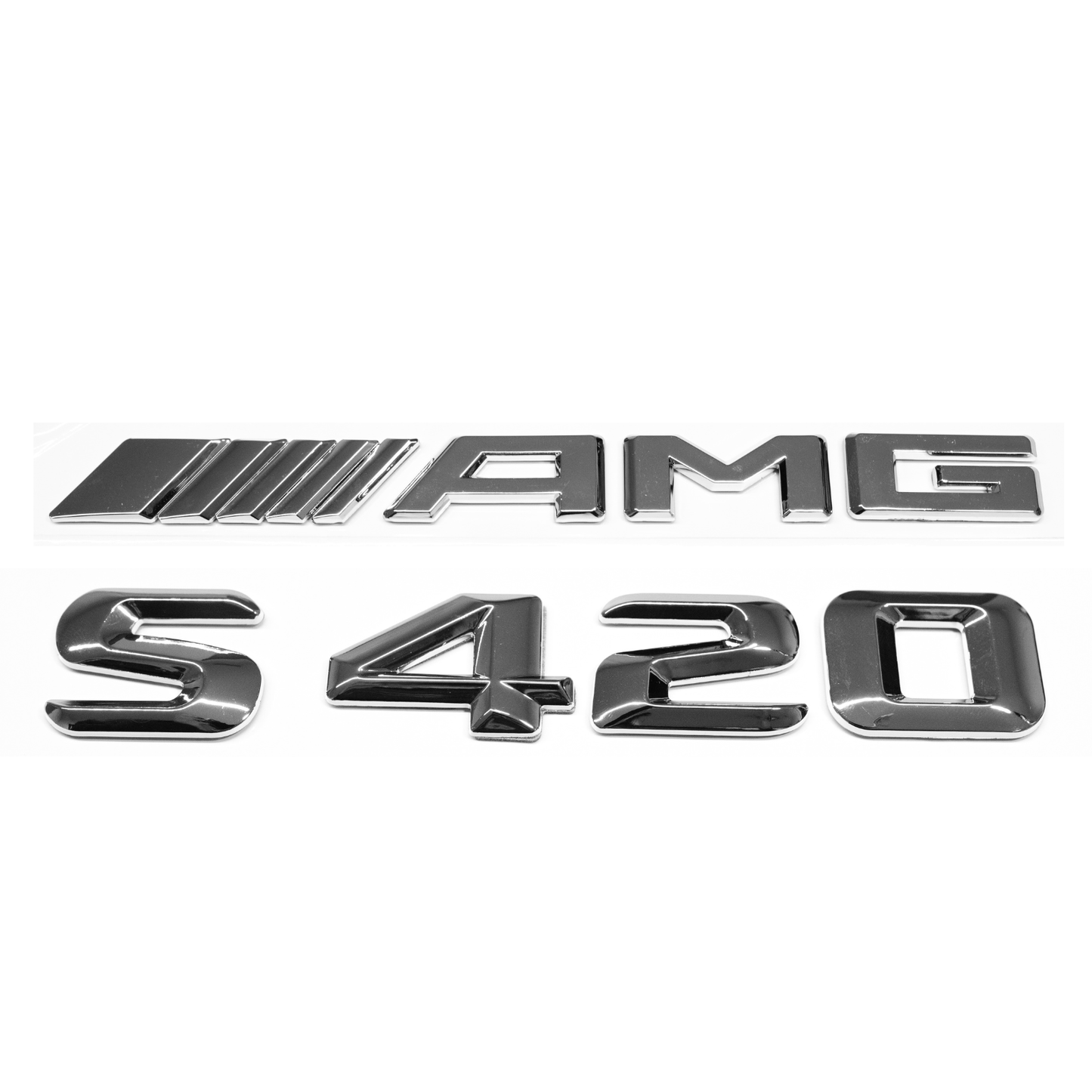 "S420" + "AMG" Chrome Raised Letter Emblem For Rear Trunk Lid Fits Mercedes S Class