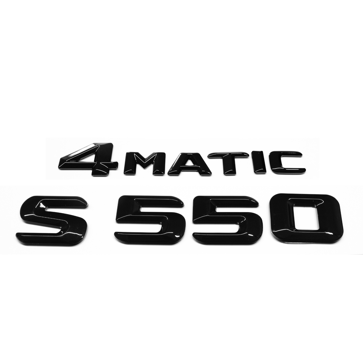 "S550" + "4MATIC" Gloss Black Raised Letter Emblem For Rear Trunk Lid Fits Mercedes S Class