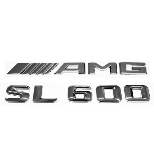 "SL600" + "4MATIC" + "AMG" Chrome Raised Letter Emblem For Rear Trunk Lid Fits Mercedes SL
