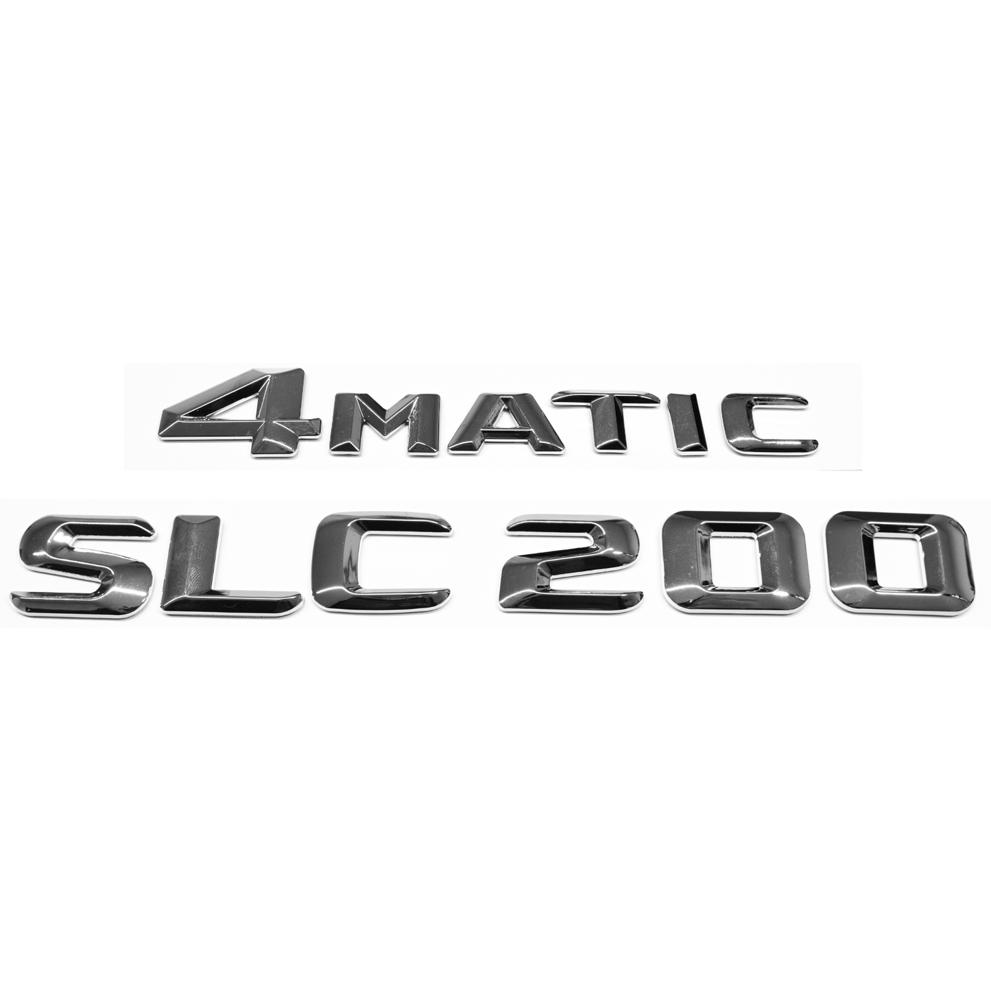 "SLC200" + "4MATIC" Chrome Raised Letter Emblem For Rear Trunk Lid Fits Mercedes SLC