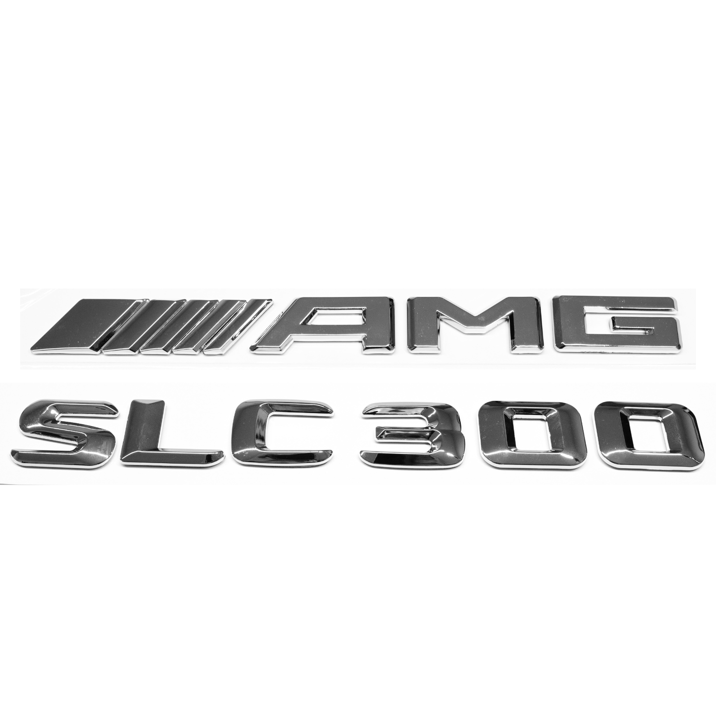"SLC300" + "AMG" Chrome Raised Letter Emblem For Rear Trunk Lid Fits Mercedes SLC